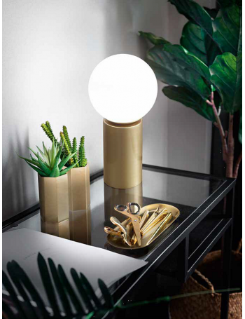 Birillo big lumetto abat jour oro spazzolato sfera bianca