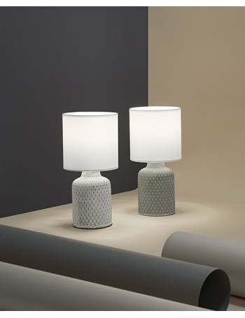 Provenza lumetto abat jour ceramica decoro con paralume tessuto vari colori