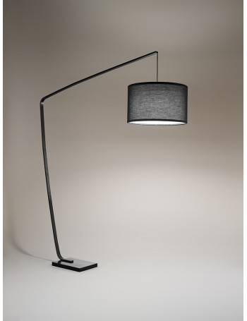 Zoe piantana design ad arco con paralume stoffa nero