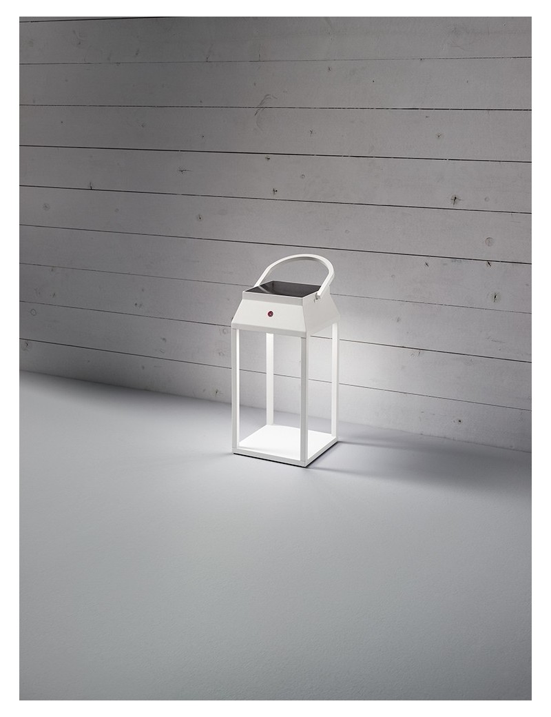 Lanterna LED solare Usb ricaricabile batteria litio alluminio per esterno e interno bianca Perenz 