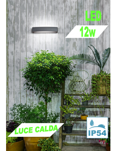 Bow applique LED 12w rettangolare IP54 grafite Perenz luce calda