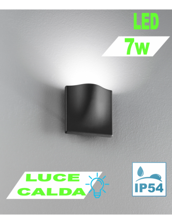 Collina applique piccola LED 7w conchiglia IP54 grafite Perenz luce calda