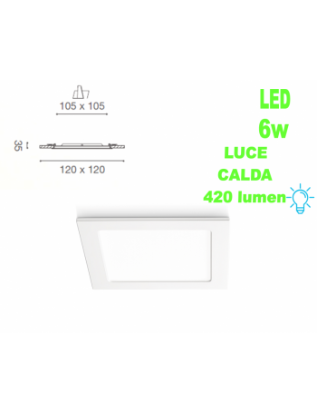 GEA LUCE: GFA753C faretto 6w LED 3000k quadrata slim controsoffitto 12cm gea luce in offerta