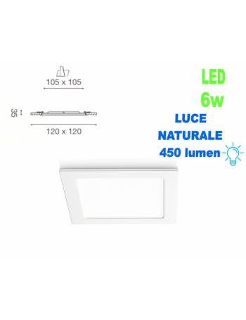 GEA LUCE: GFA753N faretto 6w LED 4000k quadrata slim controsoffitto 12cm gea luce in offerta