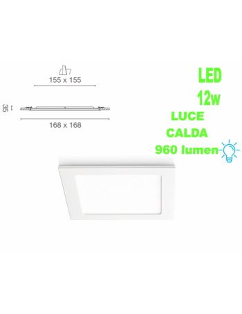 GEA LUCE: GFA754C faretto 12w LED 3000k quadrata slim controsoffitto 17cm gea luce in offerta