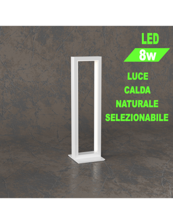 Tornado lumetto Led moderno metallo rettangolare design bianco 