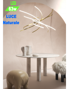 Tornado Led 63w lampadario oro design Ø80 luce naturale camera