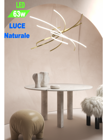 Tornado Led 63w lampadario oro design Ø80 luce naturale camera
