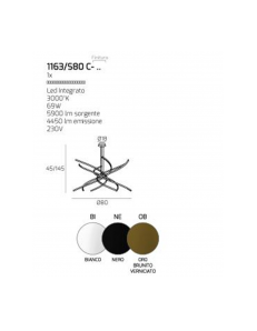 Tornado Led 63w sospensione nera moderna design Ø80 luce calda camera 2