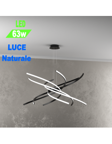 Tornado Led 63w lampada nera circolare Ø80 luce naturale camera