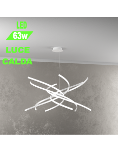 Tornado Led 63w lampadario bianco ultramoderno design Ø80 luce calda camera