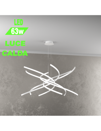 Tornado Led 63w lampadario bianco ultramoderno design Ø80 luce calda camera