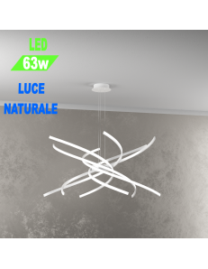 Tornado Led 63w sospensione bianca design Ø80 luce naturale camera