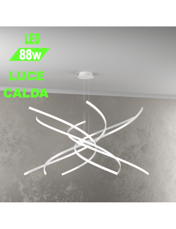 Tornado Led 88w lampadario bianco ultramoderno design Ø100 luce calda soggiorno