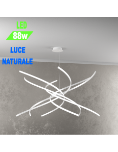 Tornado Led 88w lampadario bianco design Ø100 luce naturale soggiorno