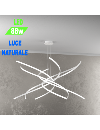 Tornado Led 88w lampadario bianco design Ø100 luce naturale soggiorno