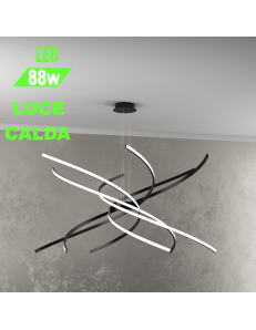 Tornado Led 88w lampadario nero design Ø100 luce calda soggiorno