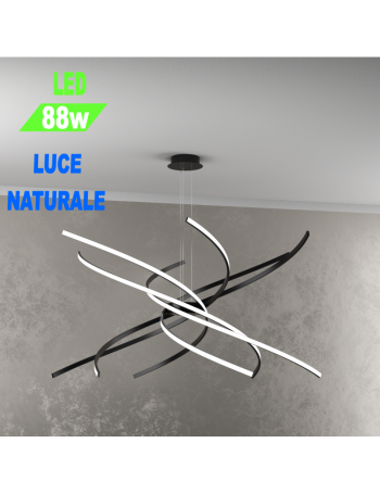 Tornado lampadario Led 88w bianco ultramoderno design Ø100 luce naturale soggiorno