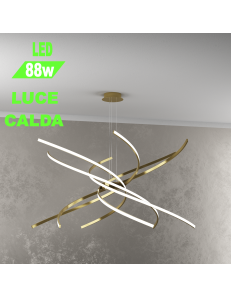 Tornado Led 88w lampadario oro stilizzato design Ø100 luce calda soggiorno
