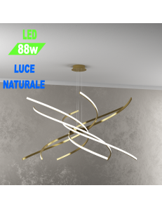 Tornado lampadario Led 88w oro design Ø100 luce naturale soggiorno