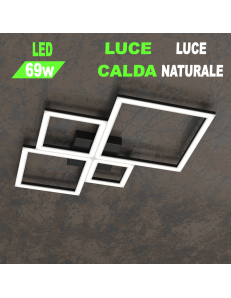 Four squares nera plafoniera Led 69w 3000k 4000k piccola quadrata