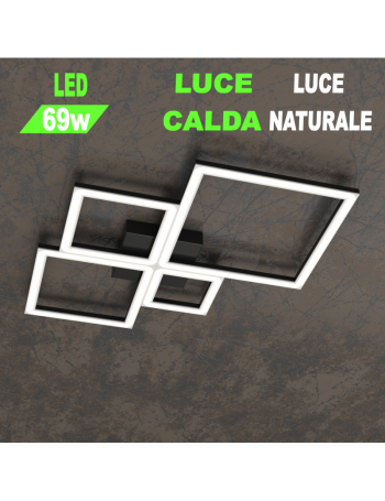 Four squares nera plafoniera Led 69w 3000k 4000k piccola quadrata