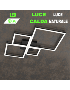 Four squares nera plafoniera Led 88w 3000k 4000k media quadrata