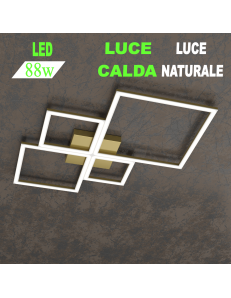 Four squares oro plafoniera Led 88w 3000k 4000k media quadrata
