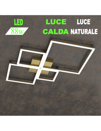 Four squares oro plafoniera Led 88w 3000k 4000k media quadrata