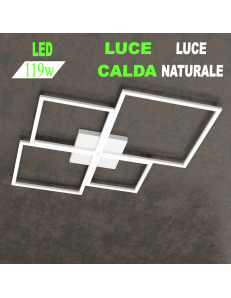Four squares bianca plafoniera Led 119w 3000k 4000k grande quadrata