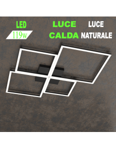 Four squares nera plafoniera Led 119w 3000k 4000k grande quadrata