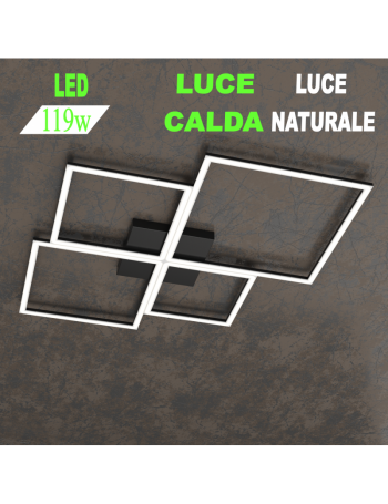 Four squares nera plafoniera Led 119w 3000k 4000k grande quadrata