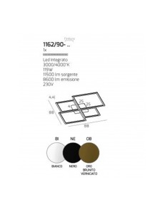 Four squares nera plafoniera Led 119w 3000k 4000k grande quadrata 2