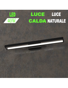 Four squares applique nera lampada led 40w luce calda e naturale