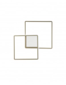 Dowel plafoniera media design moderna doppio quadrato LED 46w oro o silver dimmerabile 2