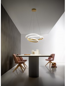 Diva lampadario grande anelli Ø65 led dimmerabile 47watt  bianco o oro Gea luce