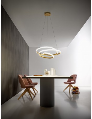 Diva lampadario grande anelli Ø65 led dimmerabile 47watt  bianco o oro Gea luce