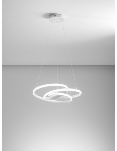 Diva sospensione piccola anelli Ø50 led dimmerabile 39watt  bianco o oro Gea luce