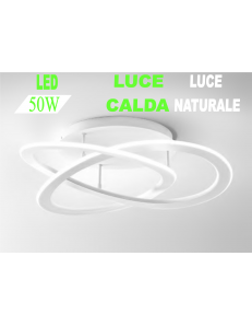 Yara plafoniera grande soggiorno led 60w anelli design luce calda o naturale