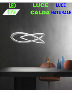 Yara sospensione picola camera led 40w anelli design luce calda o naturale
