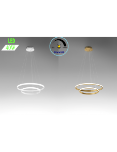 Iole lampadario medio oro o bianco camera led 40w anelli regolabili luce calda dimmerabile