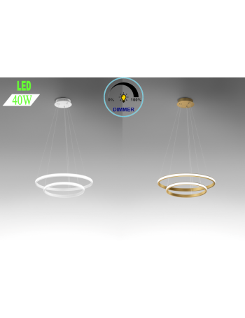 Iole lampadario medio oro o bianco camera led 40w anelli regolabili luce calda dimmerabile