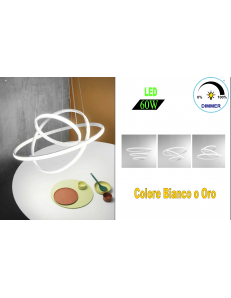 Iole lampadario grande oro o bianco soggiorno led 60w anelli regolabili luce calda dimmerabile