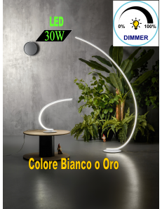 Iole pantana arco minimal oro o bianco led 30w luce calda dimmerabile