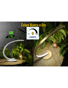 Iole lampada da comodino design oro o bianco led 12w luce calda dimmerabile