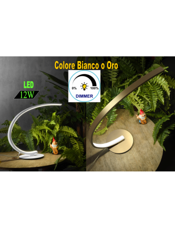 Iole lampada da comodino design oro o bianco led 12w luce calda dimmerabile