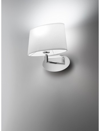 Vita applique cromata diffusore ovale paralume bianco E27 design
