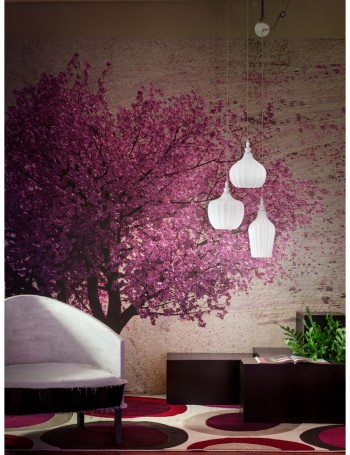 Cleofe lampadario camera pendenti vetro bianco 3 diffusori regolabili