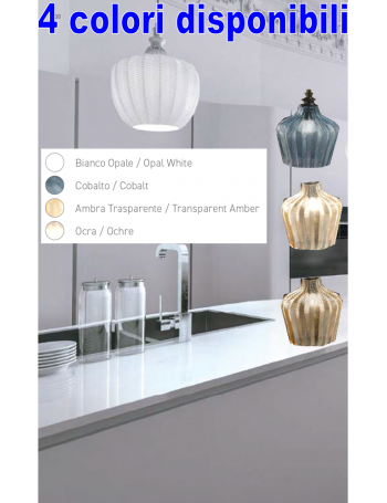 Cleofe lampadario cucina pendente vetro bianco ocra ambra cobalto