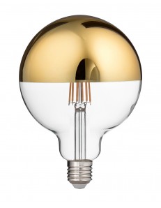 Lampadina LED 12w globo E27 3000k vetro specchiato oro 1521 lumen